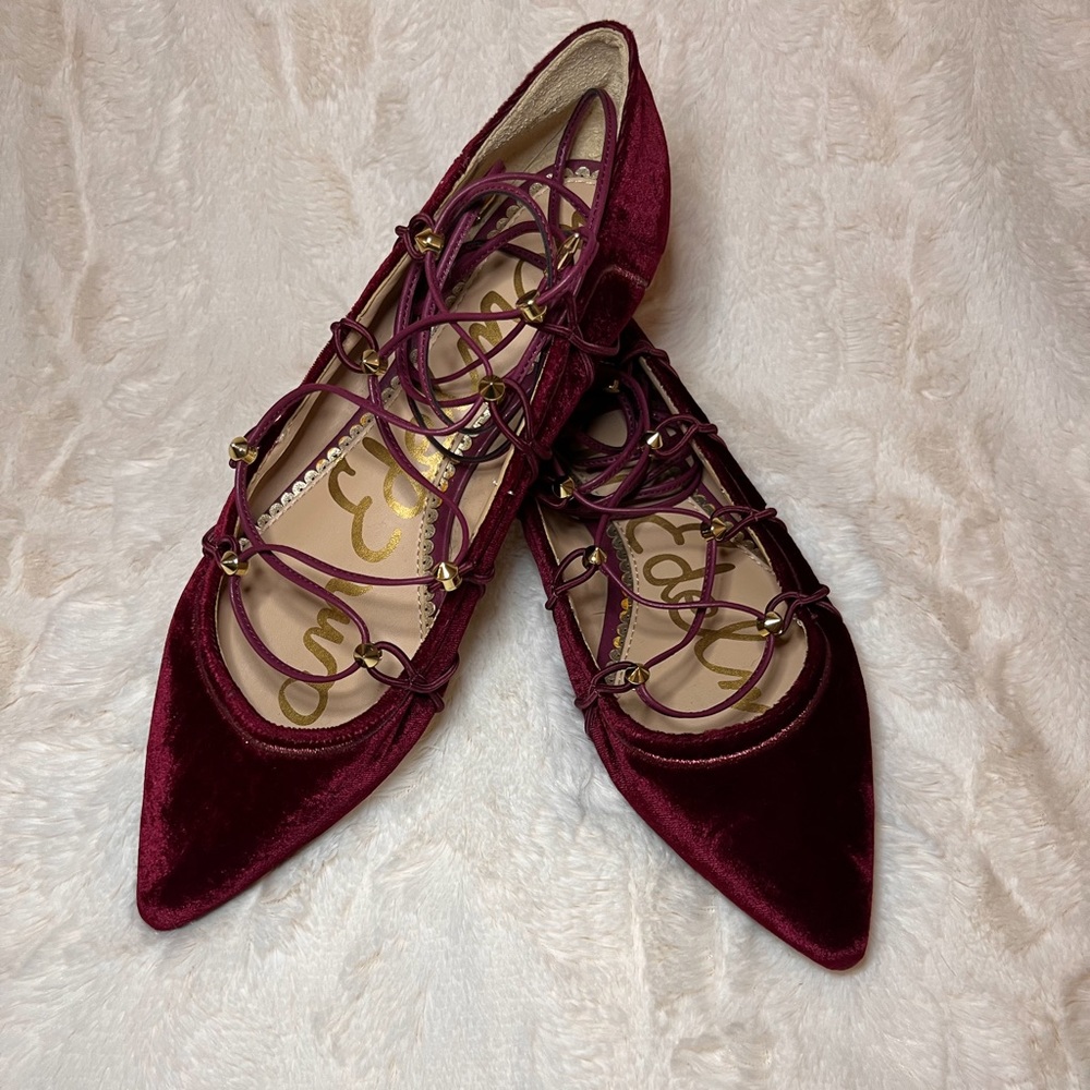 Sam Edelman Burgundy Velvet Flats